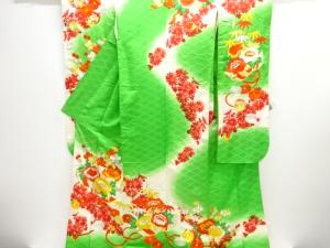 アンティーク　梅牡丹模様刺繍花嫁衣装掛下（比翼付き）